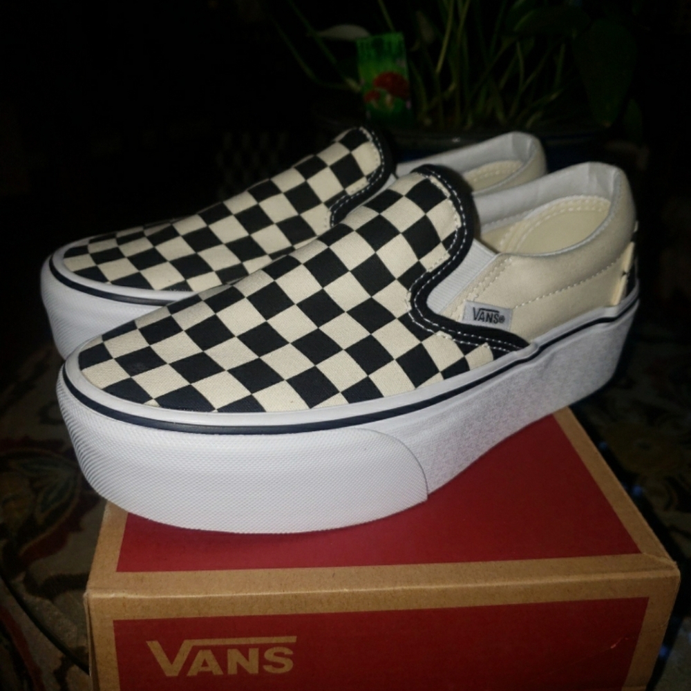 Vans classic slip on checkerboard stackform sneaker